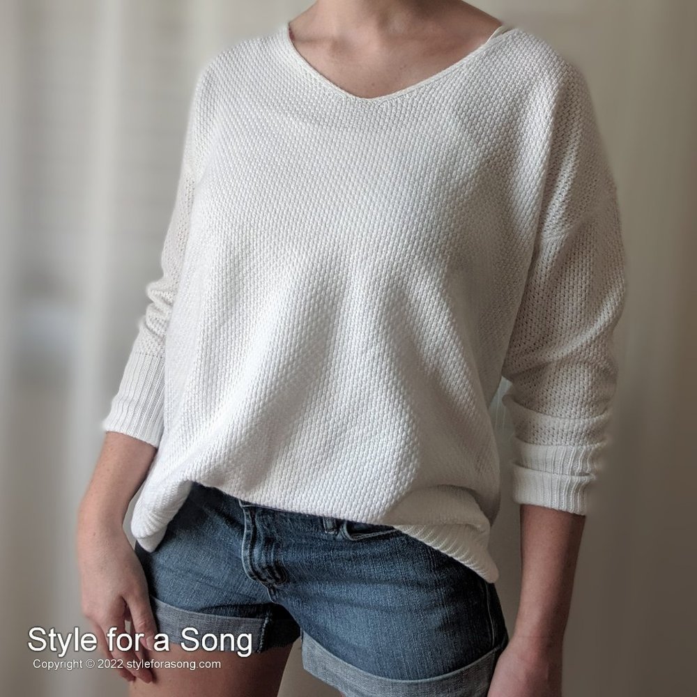 White Oversized Knit Sweater S